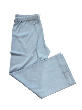St. John Sport Wool Blend Knit Pull-on Wide Leg Light Blue Pants Women’s L Knit